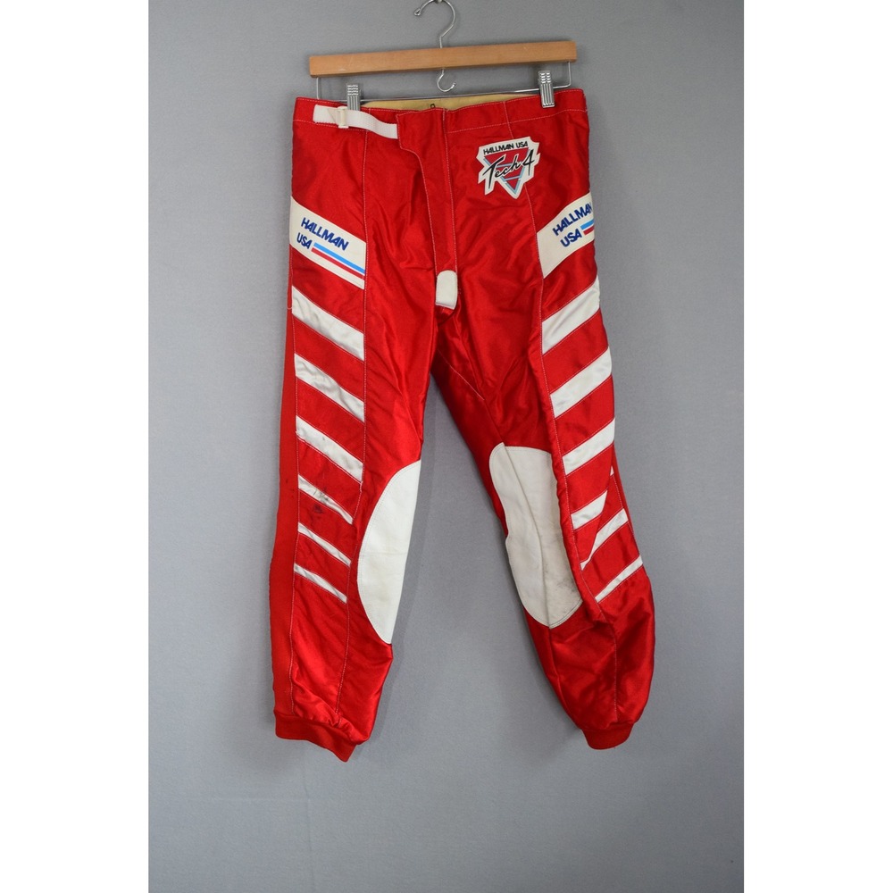 Hallman USA Tech 4 Racing Pants 34 Red Yamaha Vintage Motocross Mens Gear Italy
